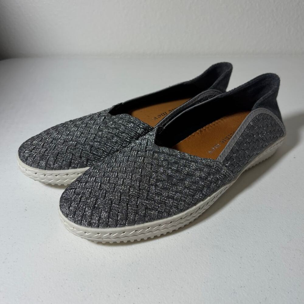 Bernie Mev NWOT Size 10 (EU 41) Woven Memory Foam Silver Slip-On Sneakers
